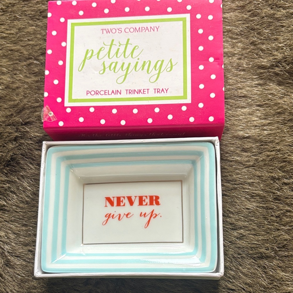 Two's Company Petite Sayings Tray with Blue and Orange Accents